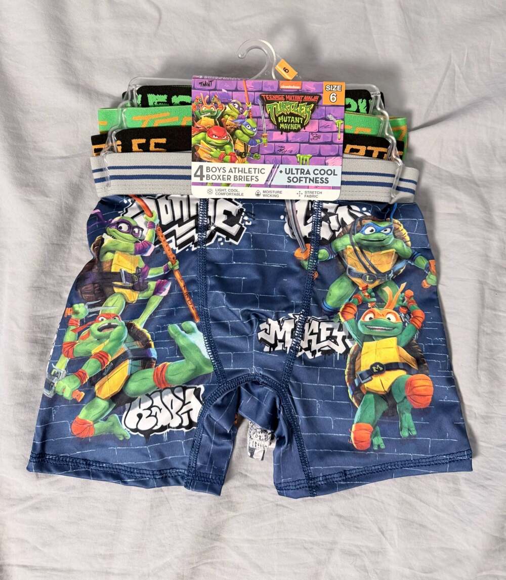 Handcraft Boys Size 6 Teenage Mutant Ninja Turtles 4-Pack Boxer Briefs